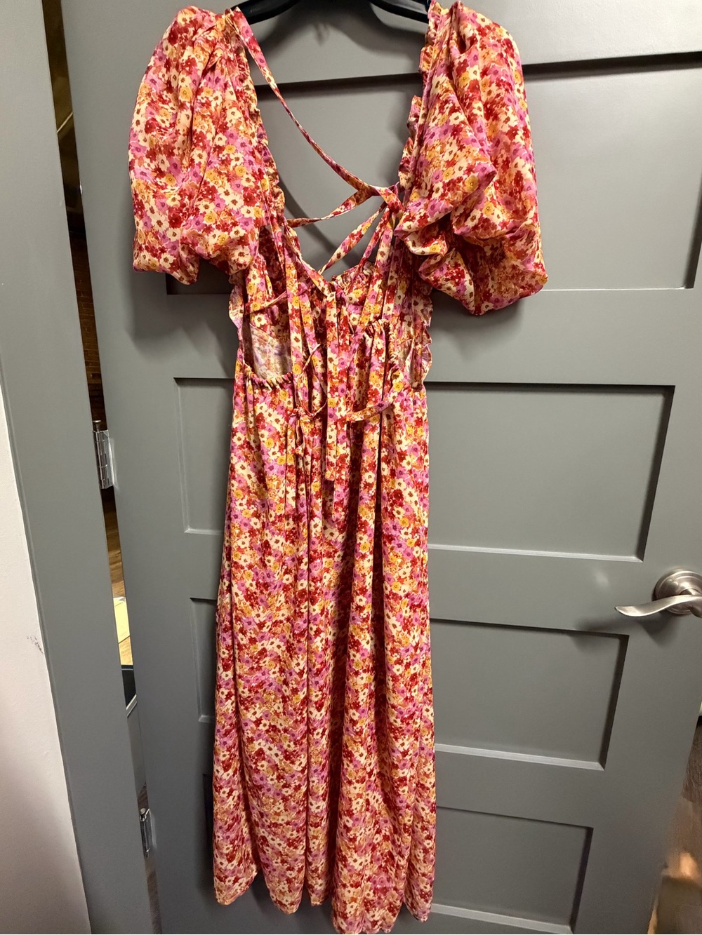 For Love & Lemons Pink Floral Open-Back Midi Dress - Picture 6 of 6